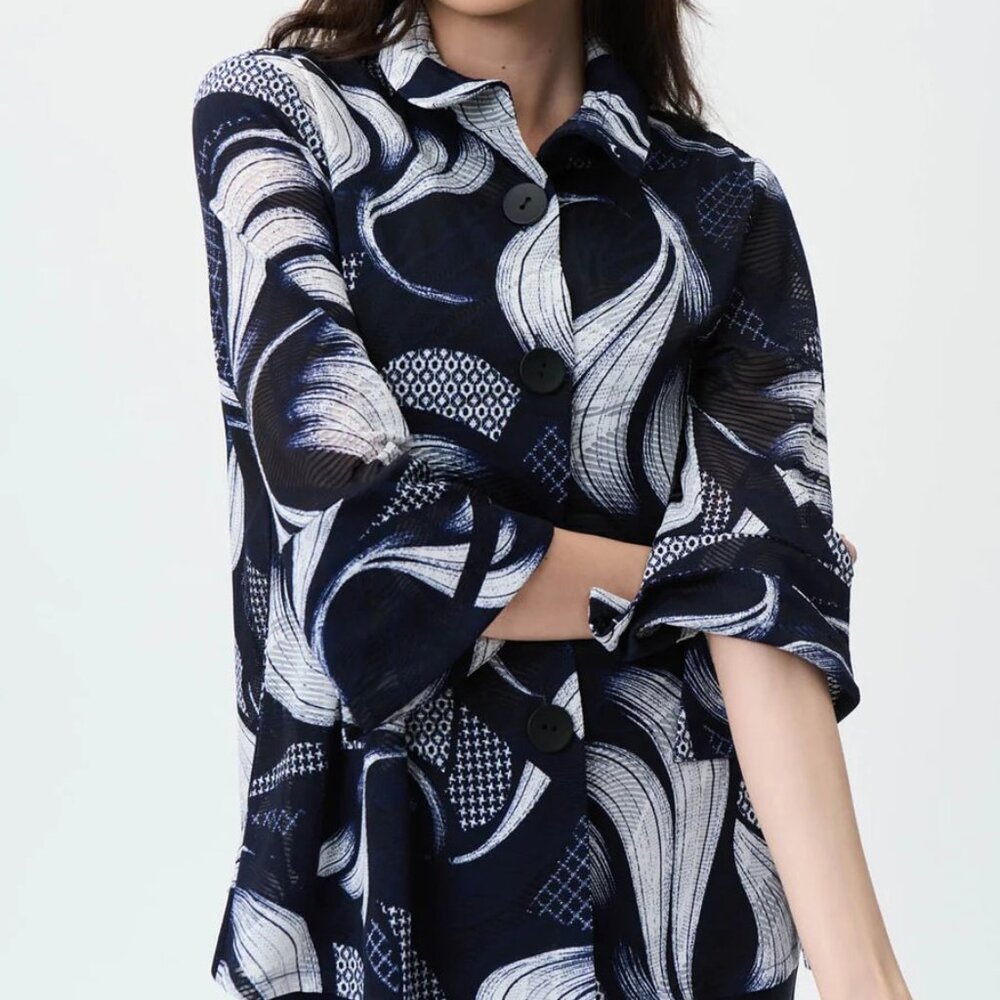 NWT $240 JOSEPH RIBKOFF Oversized Navy Blue / Vanilla Top S M L  231244